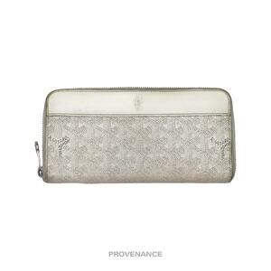 🔴 Goyard Matignon Zipped Wallet - White Goyardine